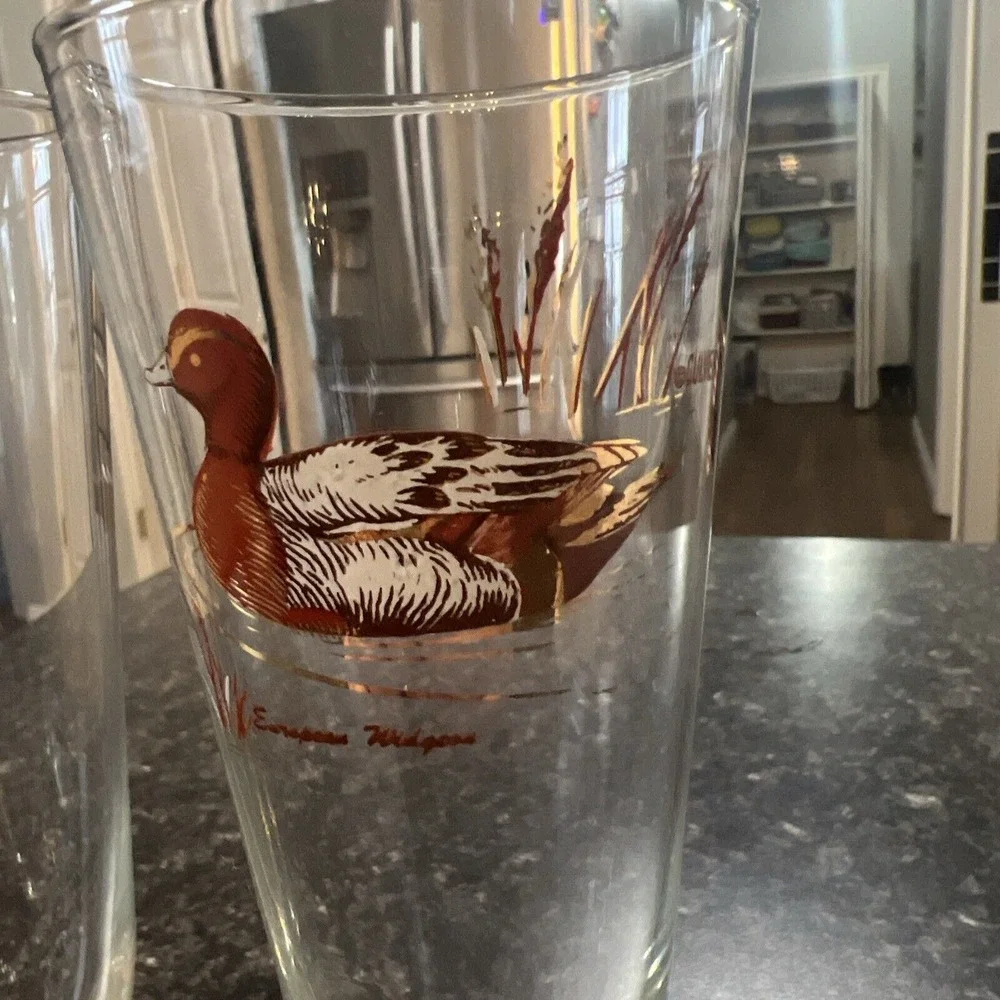 Culver Waterfowl Glass Flute Set Of 2 Mallard Duck‎ Collectible Hunting